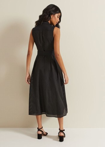 Phase Eight Carey Sleeveless Check Dress Black Canada | MWRTLJ-290